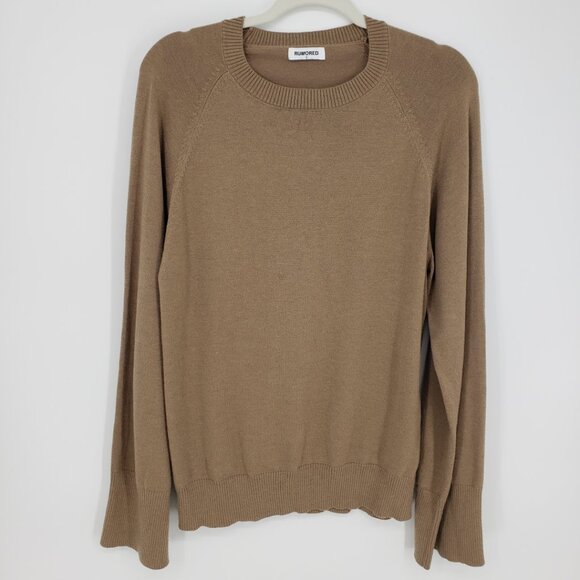 Rumored Tahoe Pullover Jumper Sweater S Womens Relaxed Oversized Fit Teddy Tan - Picture 1 of 10